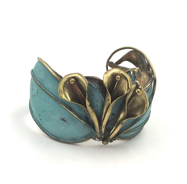 carlos tellechea, joyería de autor, brazalete hojas bronce, brazalete hojas de laurel,  joyas con pátina