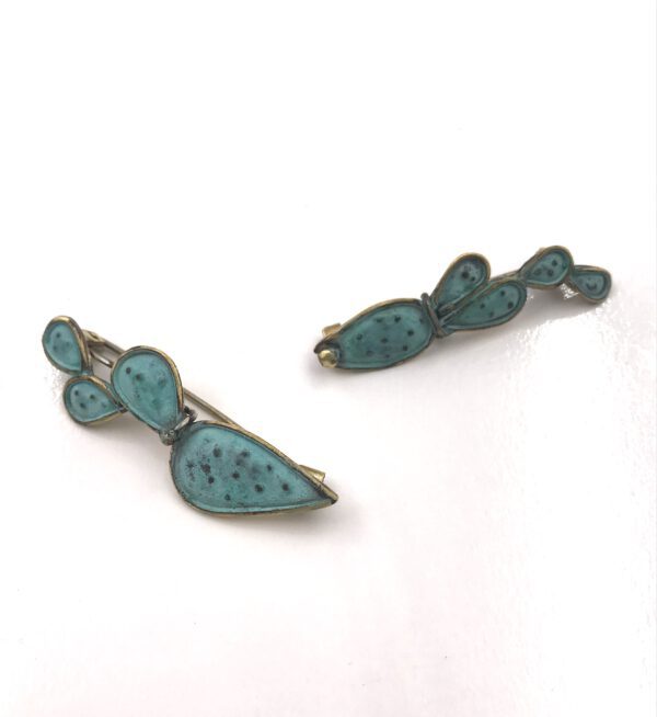 carlos tellechea, joyas artesanales españa, broche turquesa, Broche artesanal cactus, Joyas con pátina, Broches mujer originales