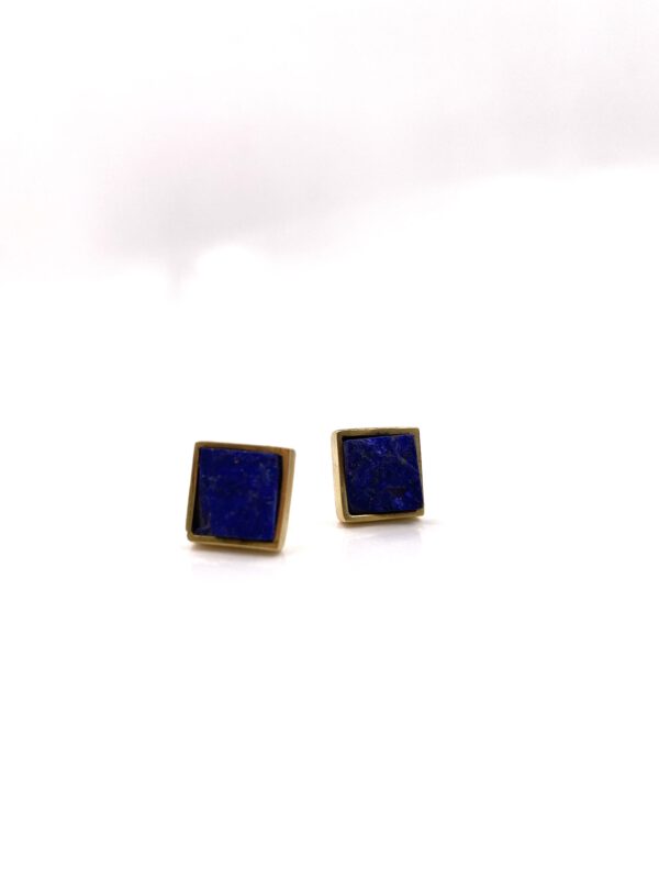 carlos tellechea, pendientes artesanales oro, joyas artesanales españa, pendientes lapislázuli, joyas artesanales de oro y piedras, Pendientes artesanales lapislázuli, Pendientes cuadrados oro, joyería artesanal,