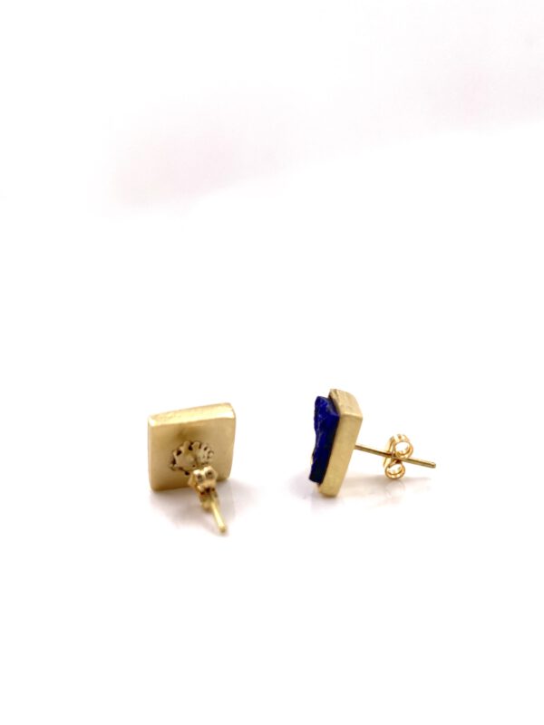 carlos tellechea, pendientes artesanales oro, joyas artesanales españa, pendientes lapislázuli, joyas artesanales de oro y piedras, Pendientes artesanales lapislázuli, Pendientes cuadrados oro, joyería artesanal,