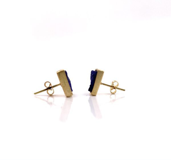 carlos tellechea, pendientes artesanales oro, joyas artesanales españa, pendientes lapislázuli, joyas artesanales de oro y piedras, Pendientes artesanales lapislázuli, Pendientes cuadrados oro, joyería artesanal,