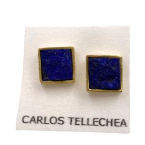 carlos tellechea, pendientes artesanales oro, joyas artesanales españa, pendientes lapislázuli, joyas artesanales de oro y piedras, Pendientes artesanales lapislázuli, Pendientes cuadrados oro, joyería artesanal,