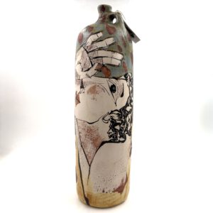 Vasija de ceramica una boca hecha y pintada a mano en andalucia arte artesania carlos tellechea