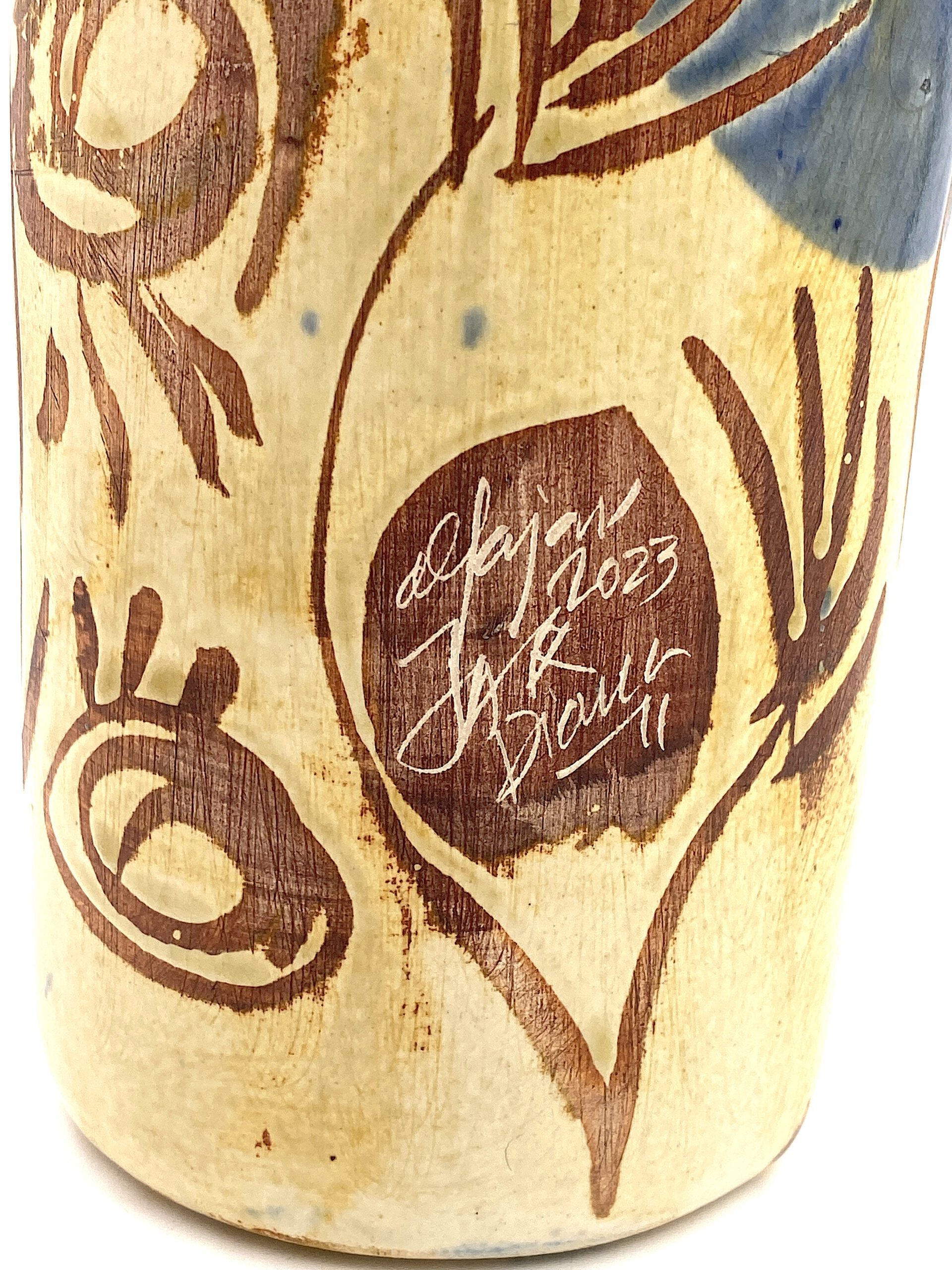 botella ceramica pintada a mano hecha en malaga arteartesania carlos tellechea