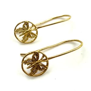 PENDIENTES CAN PRUNERA CARLOS TELLECHEA MARIPOSA AVISPA ORO 24 KT