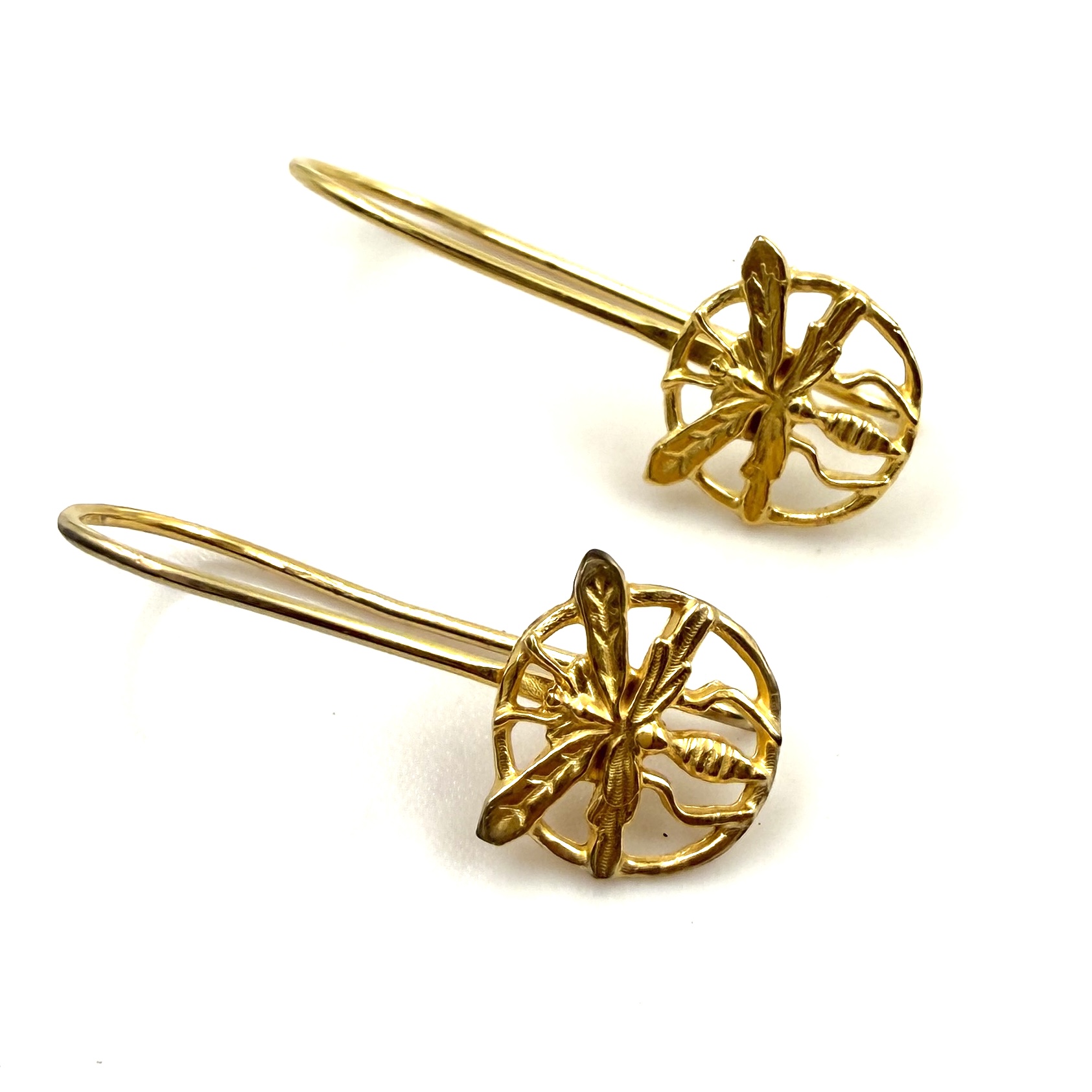 PENDIENTES CAN PRUNERA CARLOS TELLECHEA MARIPOSA AVISPA ORO 24 KT